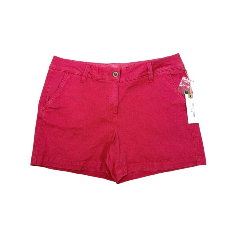 Land &‎ Sea Size 8 Cotton Stretch Red Pink Button Fly Casual Summer Shorts
